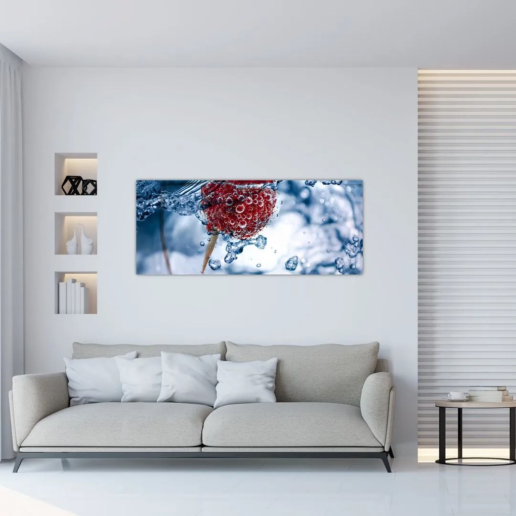 Tablou - detailu zmeură în apă (120x50 cm)