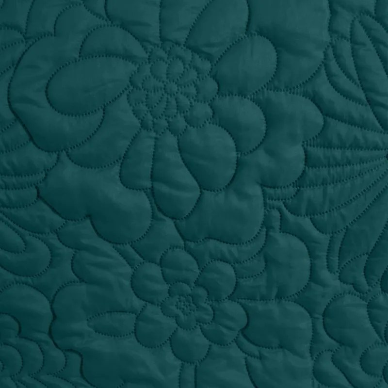 Cuvertură de pat turcoaz mat, cu imprimeu floral Lăţime: 220 cm | Lungime: 240cm
