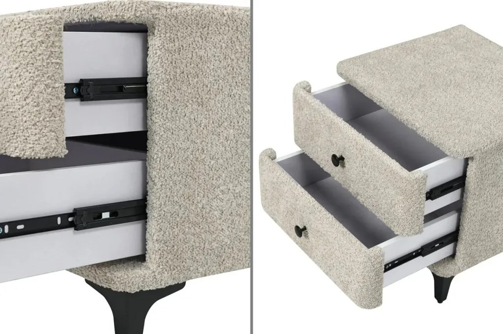 Noptiera ART DECO greige boucle