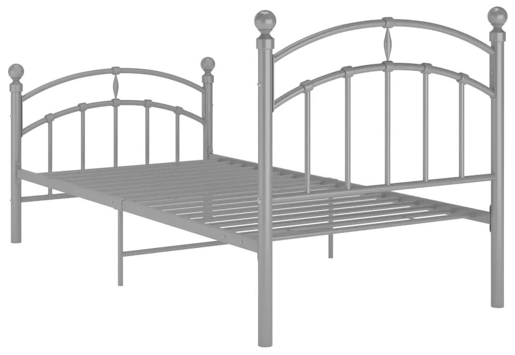 Cadru de pat, gri, 100x200 cm, metal Gri, 100 x 200 cm