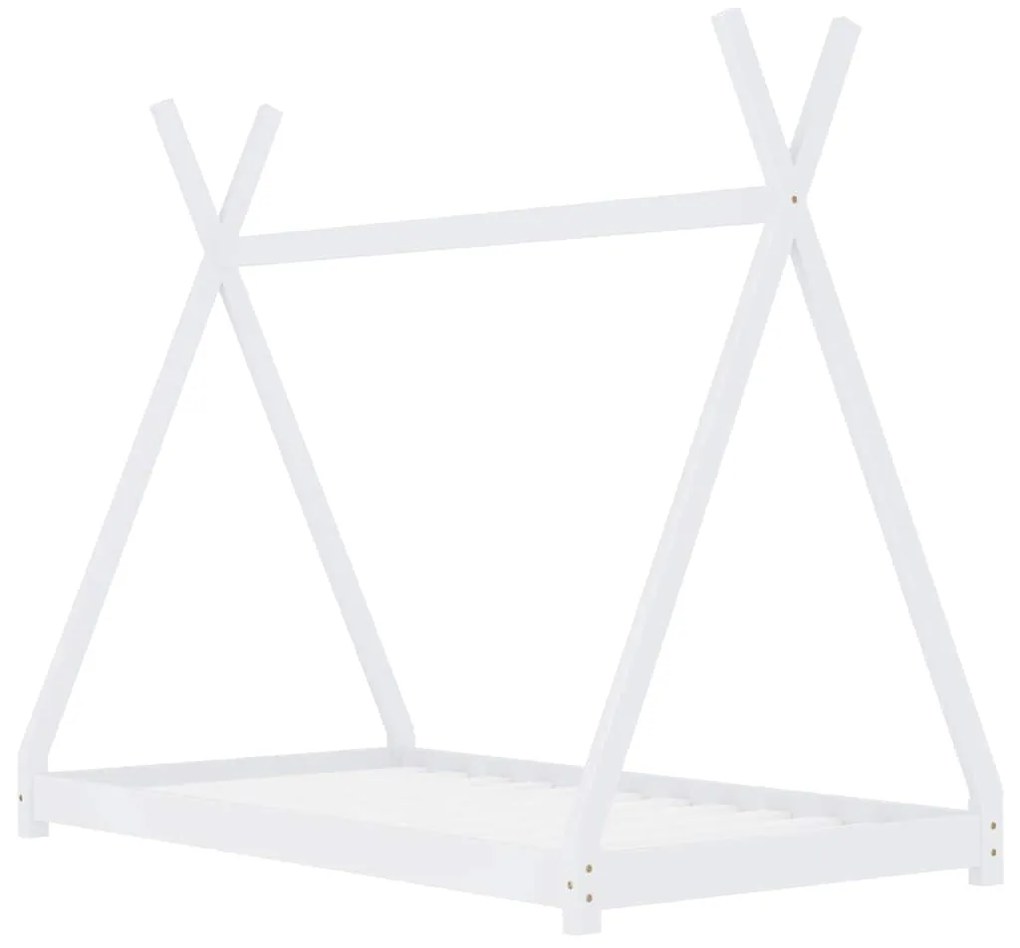 283358 vidaXL Cadru pat de copii, alb, 70 x 140 cm, lemn masiv de pin