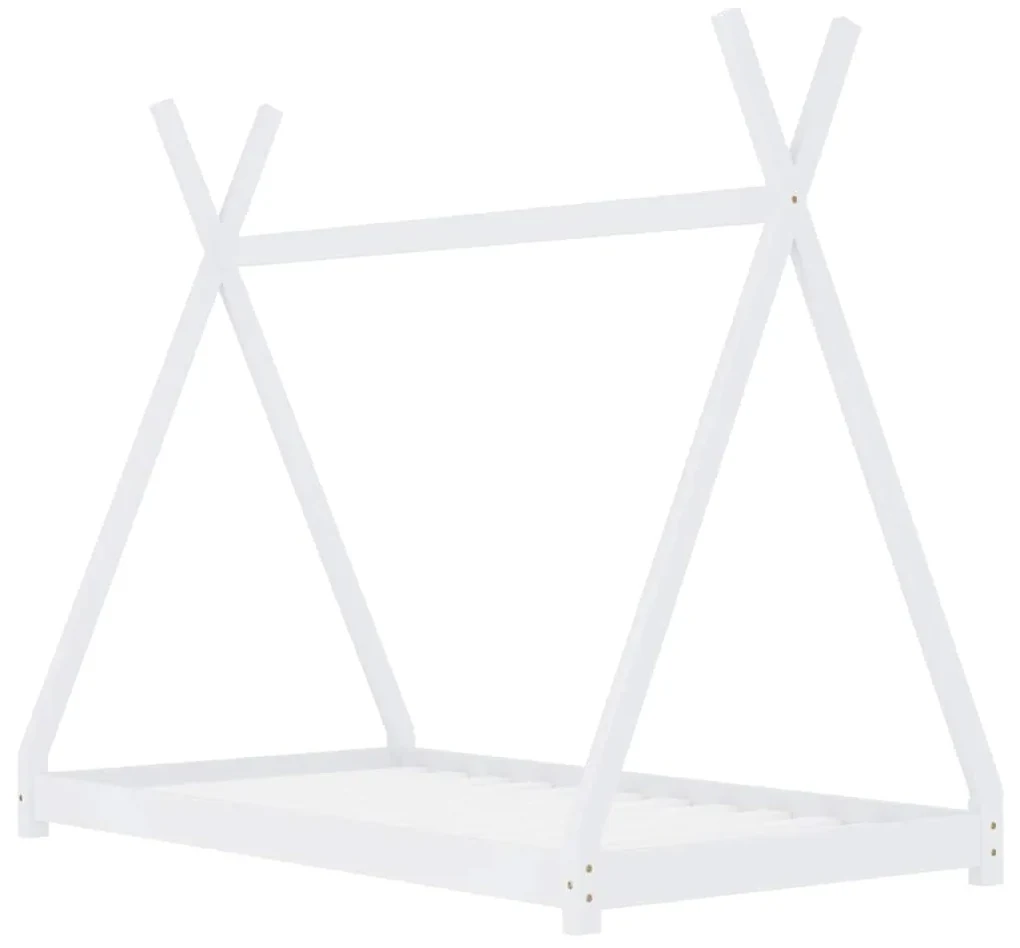 283358 vidaXL Cadru pat de copii, alb, 70 x 140 cm, lemn masiv de pin