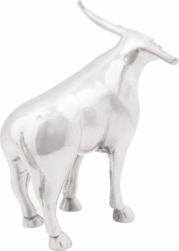 vidaXL Sculptură taur Argintiu 20 x 17 x 23 cm Aluminiu
