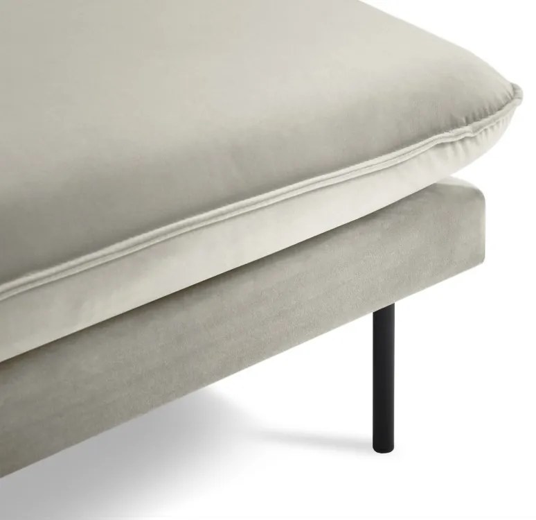 Coltar tapitat Vienna 5 locuri velvet/picioare negre – L255 x l170 x h95