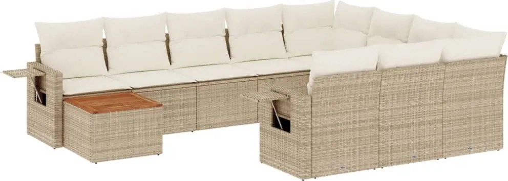 vidaXL Set canapele de grădină cu perne, 11 piese, bej, poliratan