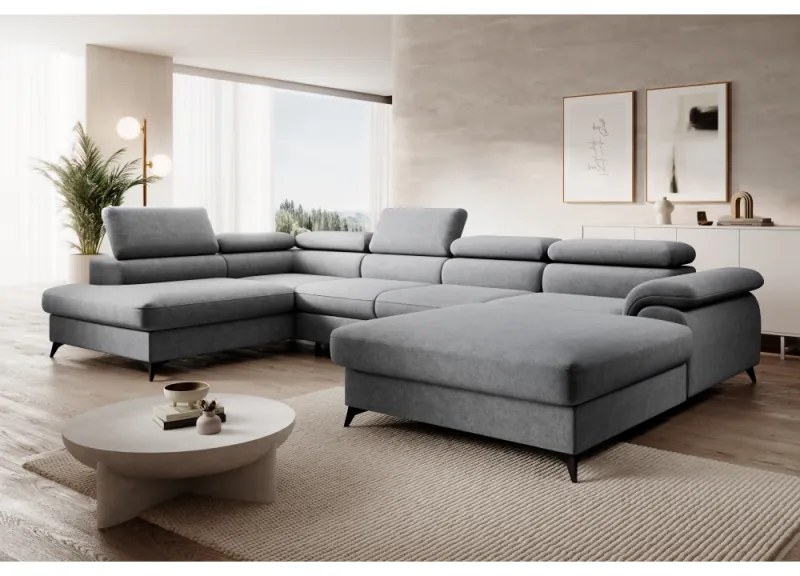 Coltar Living Extensibil POLY ROH U Catifea Gri Stanga