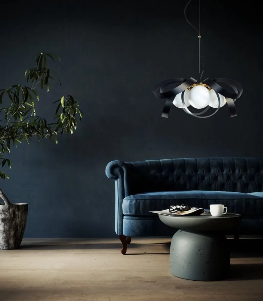 Lustra design modern Nela negru, auriu 65cm