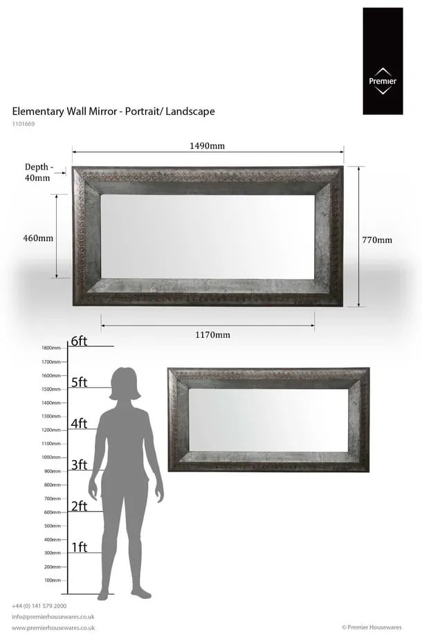 Oglindă de perete 77x149 cm Elementary – Premier Housewares