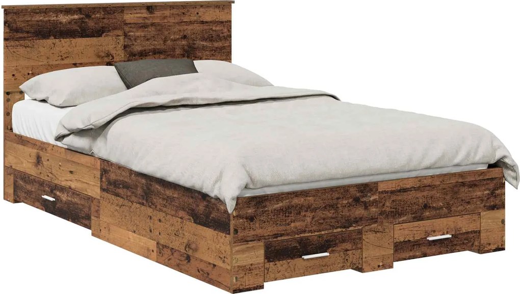 vidaXL Cadru de pat cu headboard Lemn vechi 120 x 190 cm Lemn compozit