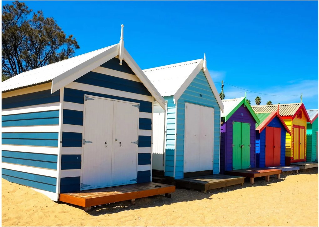 Tablou pe sticlă - Plaja Brighton, Melbourne, Australia (70x50 cm)