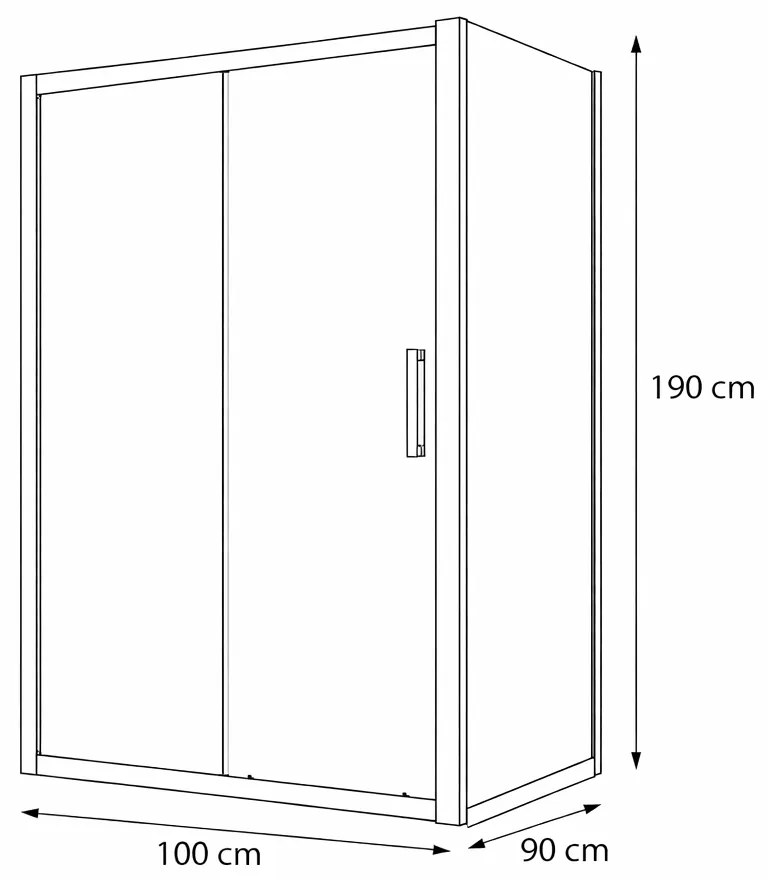 Cabina dus 100x90 cm cu usa culisanta, crom lucios, grosime sticla 5 mm, Sanswiss Ocelia