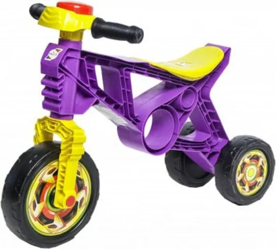 Motocicleta cu functie de trotineta fara pedale pentru copii NOVOKIDS™ EVO Balance Bike, Cu claxon, Maxim 30 Kg, 3 roti, Stabilitate mare, Mov