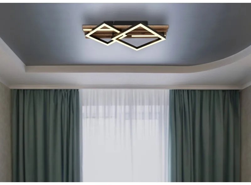Plafoniera LED riflaj MDF cu efect de lemn OBRIEN