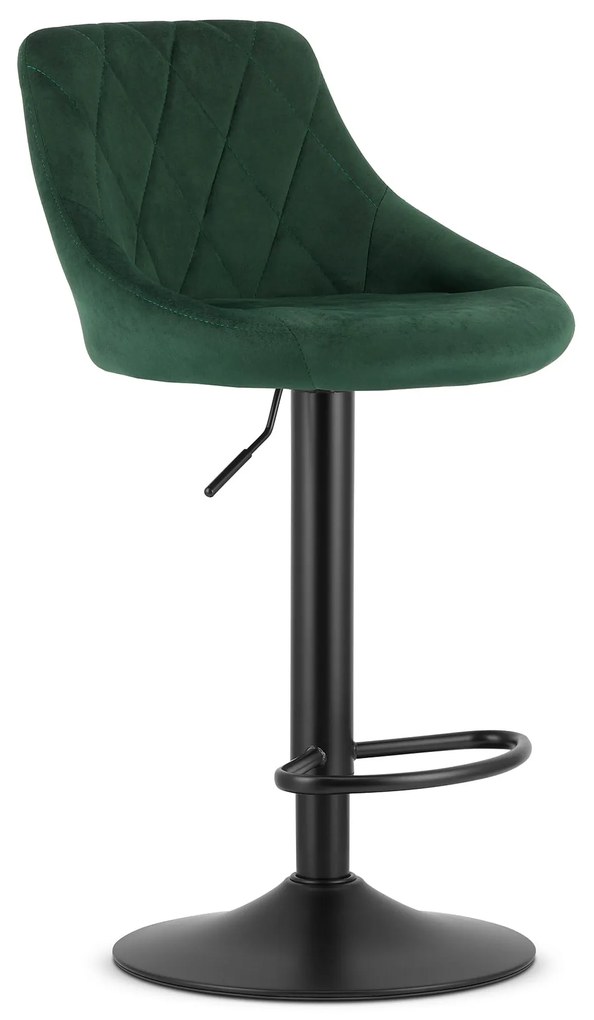 Scaun de bar verde KAST VELVET cu picior negru