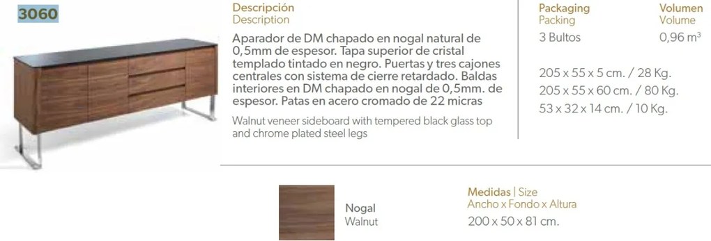 Comoda eleganta design LUX Walnut/Black AC-191-M