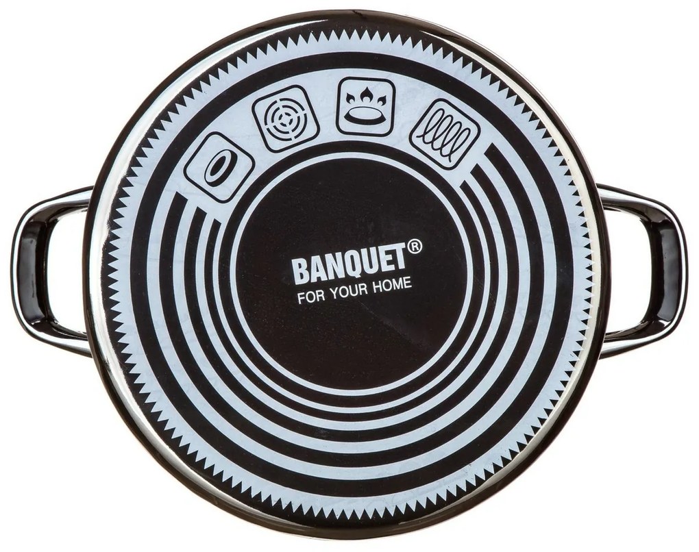 Banquet Oală emailată METALLIC Black 26 cm, 6 l,cu capac, 26 cm