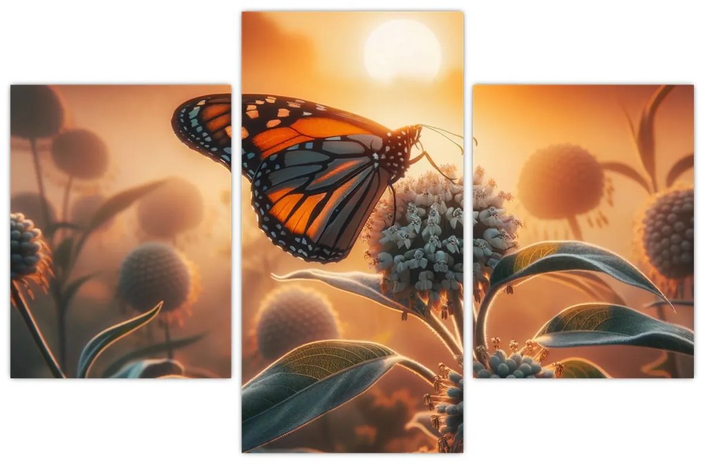 Tablou – Fluture în soare apunând (90x60 cm)