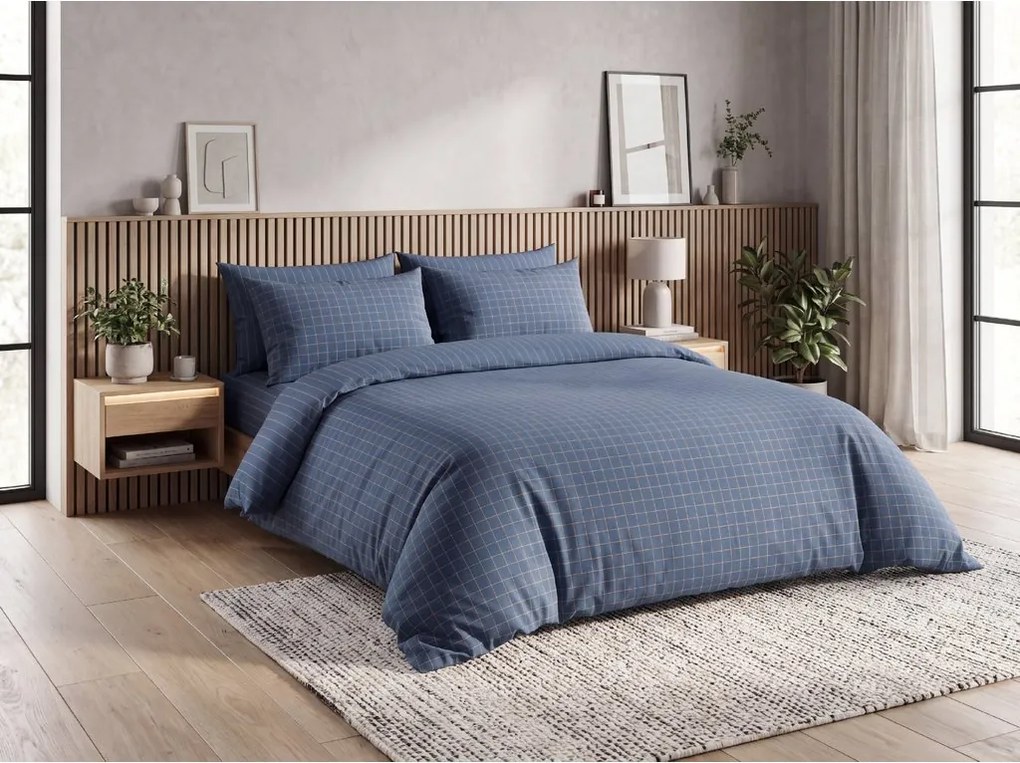 Lenjerie de pat din bumbac NAVERO albastru inchis Dimensiune lenjerie de pat: 70 x 80 cm | 140 x 200 cm