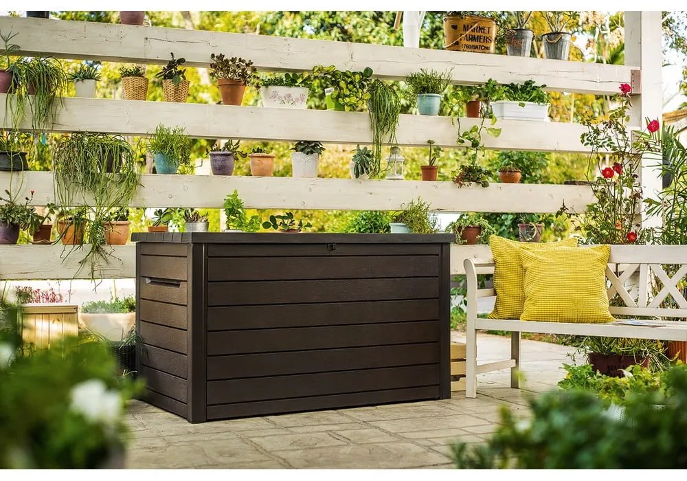 Cutie de depozitare pentru grădină maro din plastic Ontario – Keter