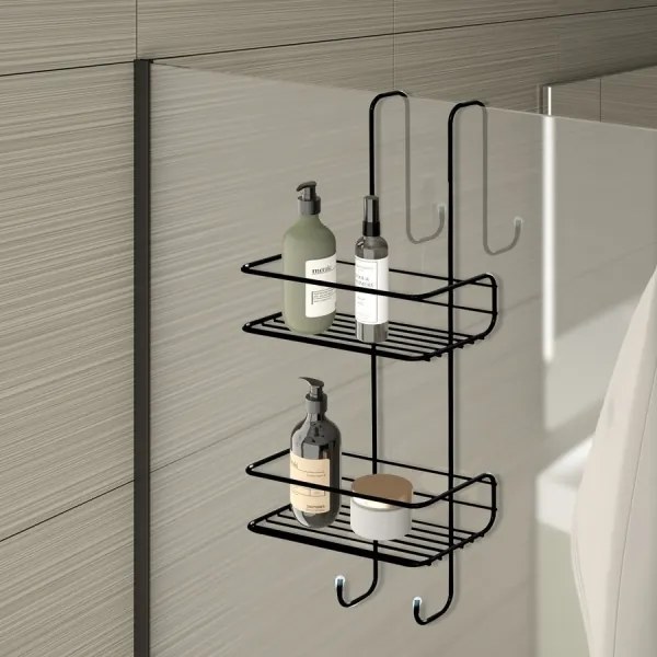 Gedy - Poliță de perete pentru duș CHROM LINE 49x24 cm negru mat