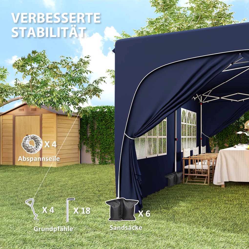 Outsunny Pavilion pop-up 3 x 6 m cu pereți laterali, cort de grădină reglabil în înălțime UPF50+ cu husă de transport și saci de nisip | Aosom Romania