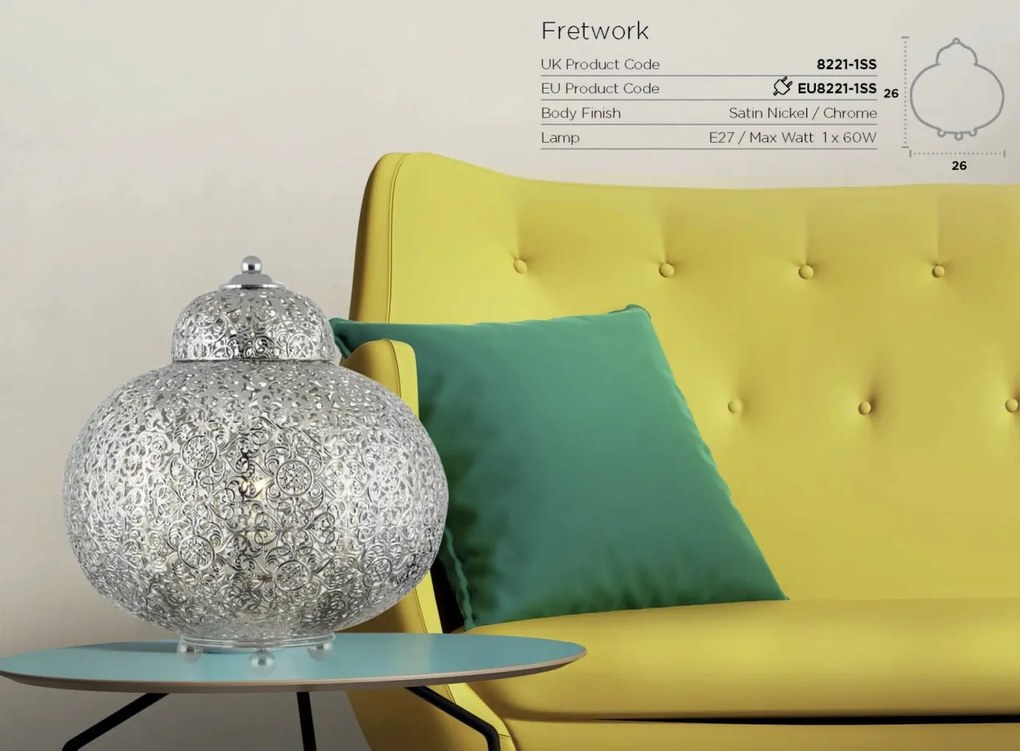 Veioza / Lampa de masa design decorativ Fretwork EU8221-1SS SRT