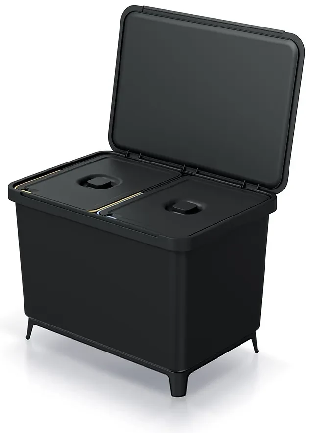 Coș de gunoi, 2 x 23 l, negru