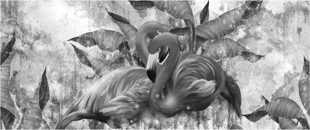 Tablou - Graffiti cu flamingo (120x50 cm)