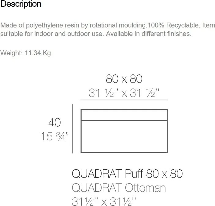 Taburete de exterior / interior design modern premium JUT Chill OTTOMAN 80cm