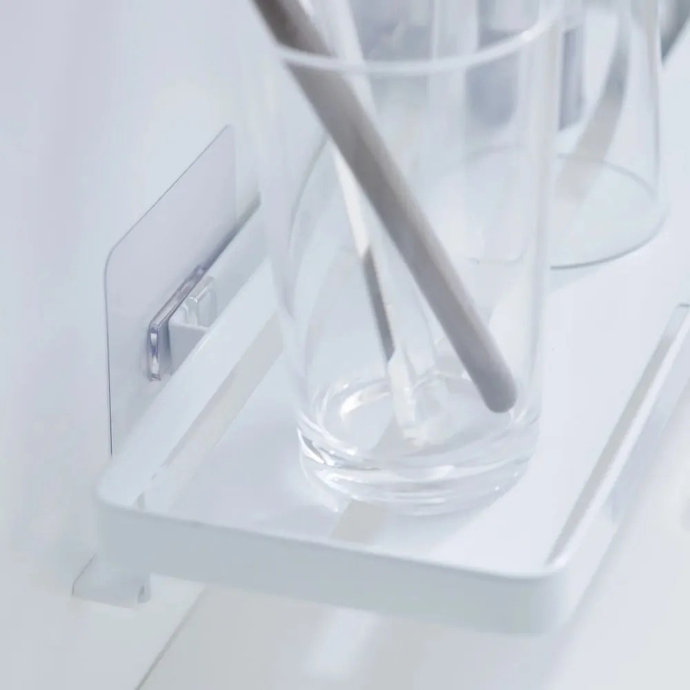 Raft pentru baie alb mat autoadeziv din oțel Film Hook – YAMAZAKI