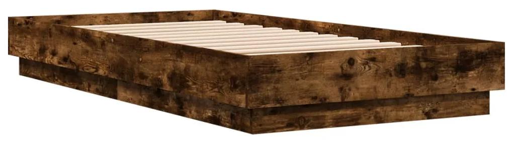 839641 vidaXL Cadru de pat, stejar fumuriu, 75x190 cm, lemn prelucrat