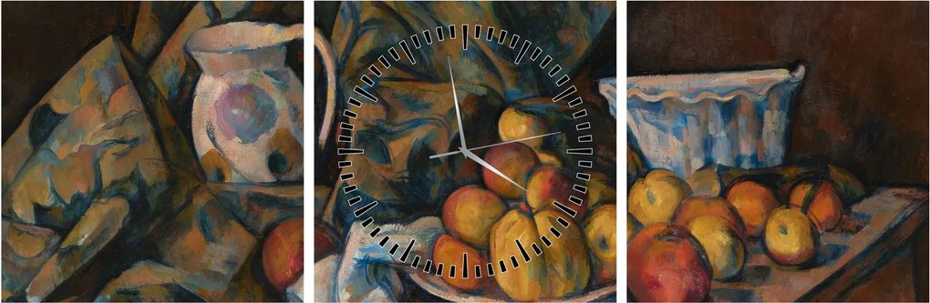Tablou - Paul Cézanne, Still Life with Apples and Peaches, reproducere (cu ceas) (90x30 cm)