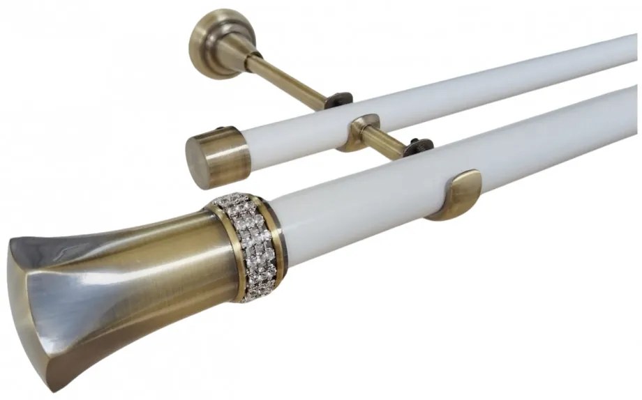 Galerie dubla fara inele PLUTON CRYSTAL - 25/19 - alb/aur antic (Alege marime: 280 cm)