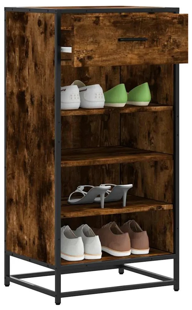 vidaXL Suport pantofi Stejar afumat 48x38x97,5 cm Lemn prelucrat