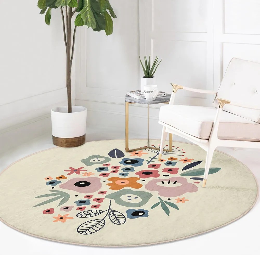 Covor rotund lavabil adecvat și pentru aspiratoare robot ø 80 cm Comfort – Mila Home