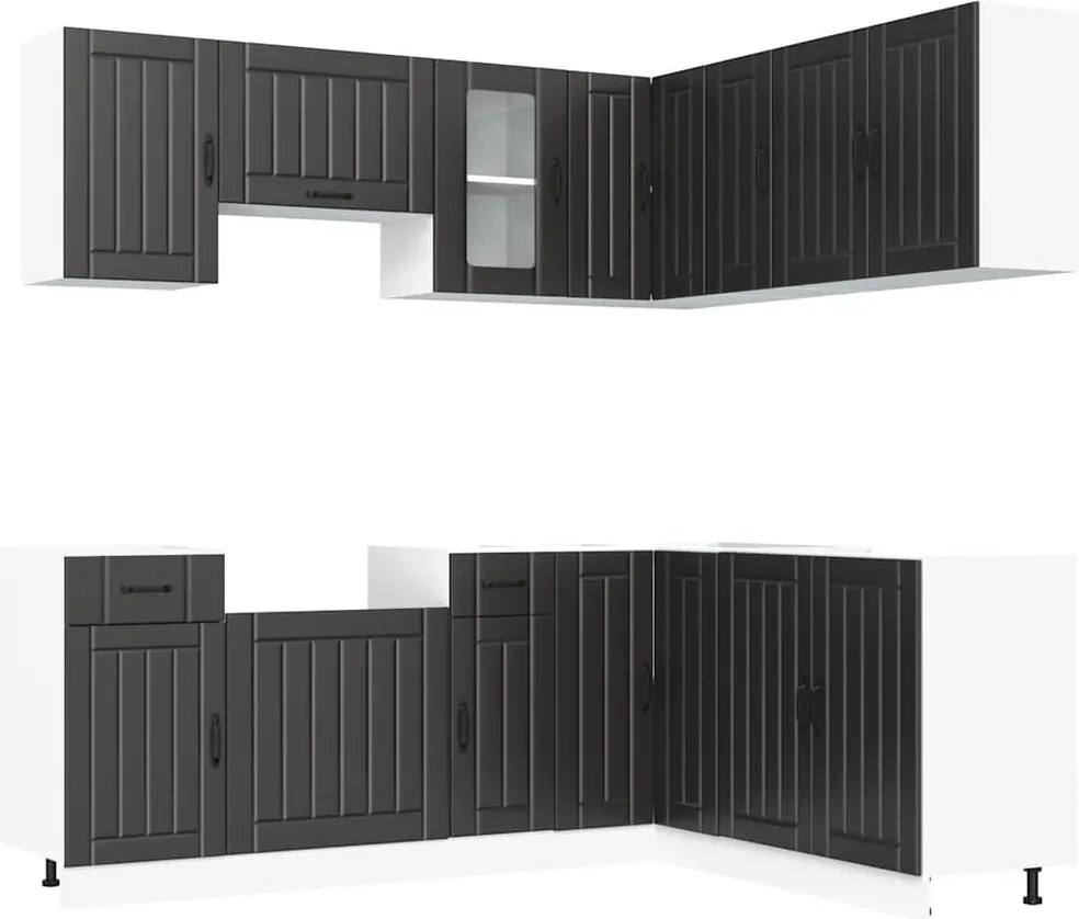 vidaXL Set dulap de bucătărie 11 piese „Kalmar” lemn negru prelucrat