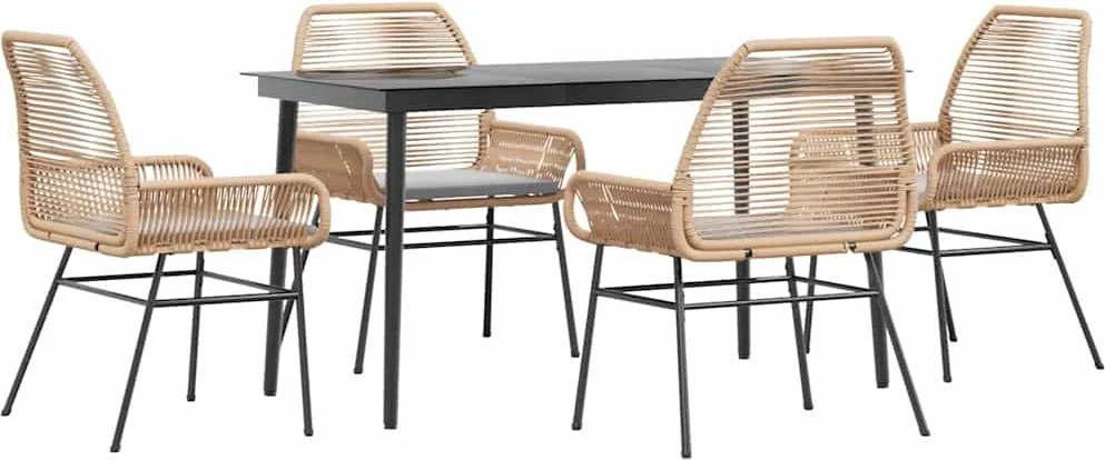 vidaXL Set mobilier de grădină cu perne 5 piese maro sticlă polirattan