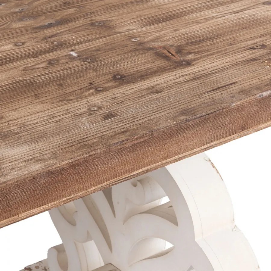 Masă de dining shabby chic, cu finisaj alb antichizat, Madeleine