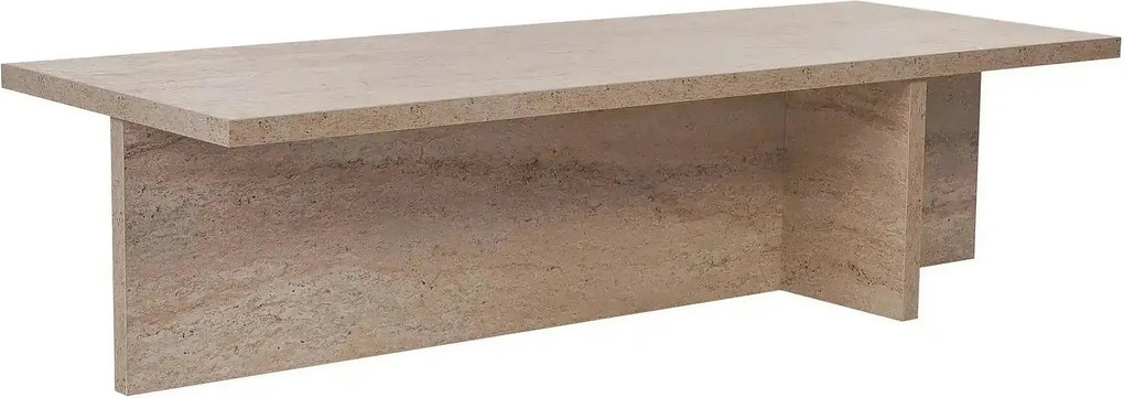 Masuta cafea HARBOR, bej cu efect de piatra travertin, PAL, 120x45x30
