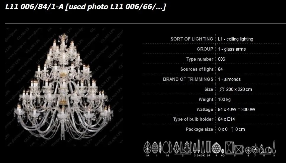 Lustra XXXL cristal Bohemia L11 006/84/1-A
