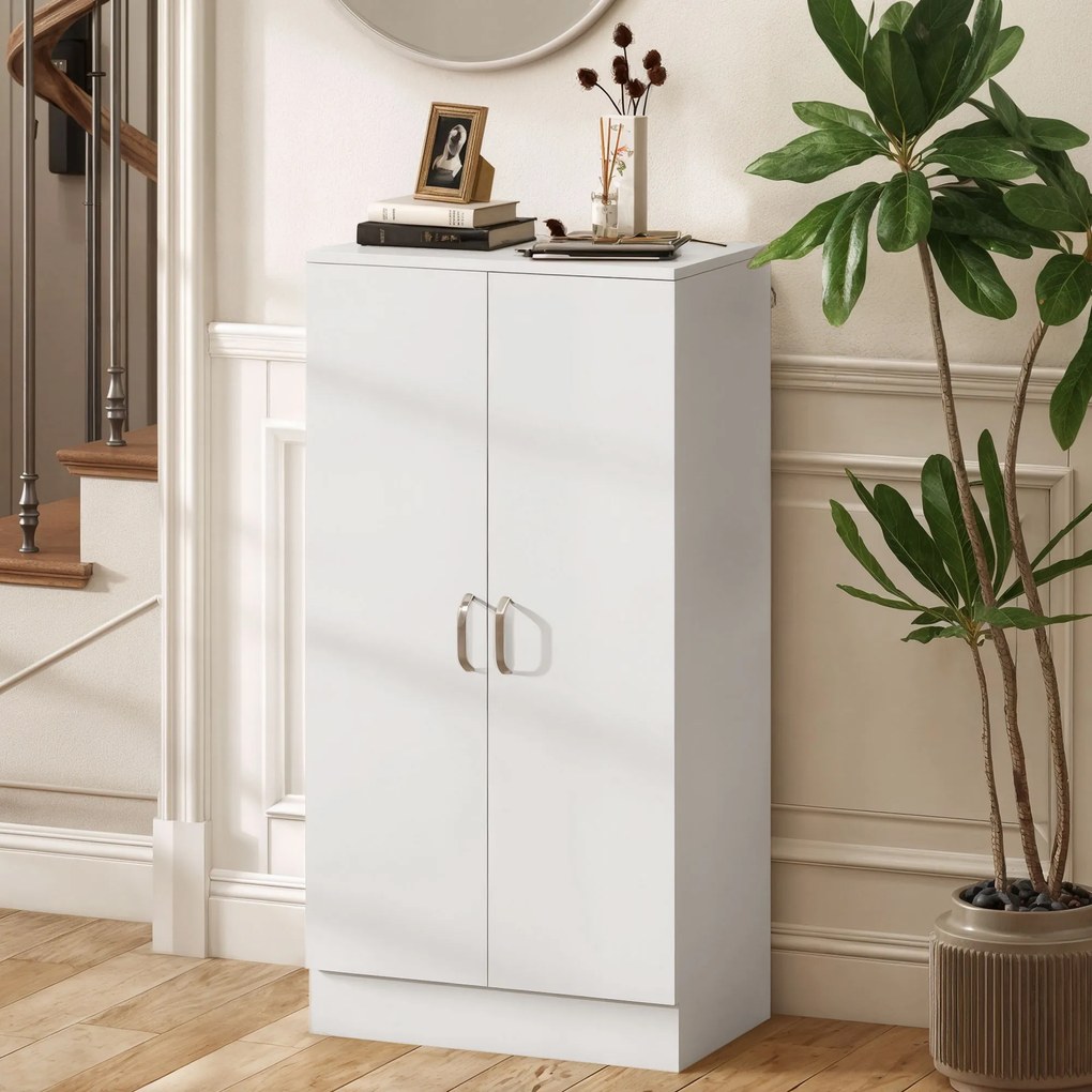 HOMCOM Dulap pentru Pantofi cu 6 Rafturi Ajustabile din Lemn 55x35x108 cm Alb | Aosom Romania