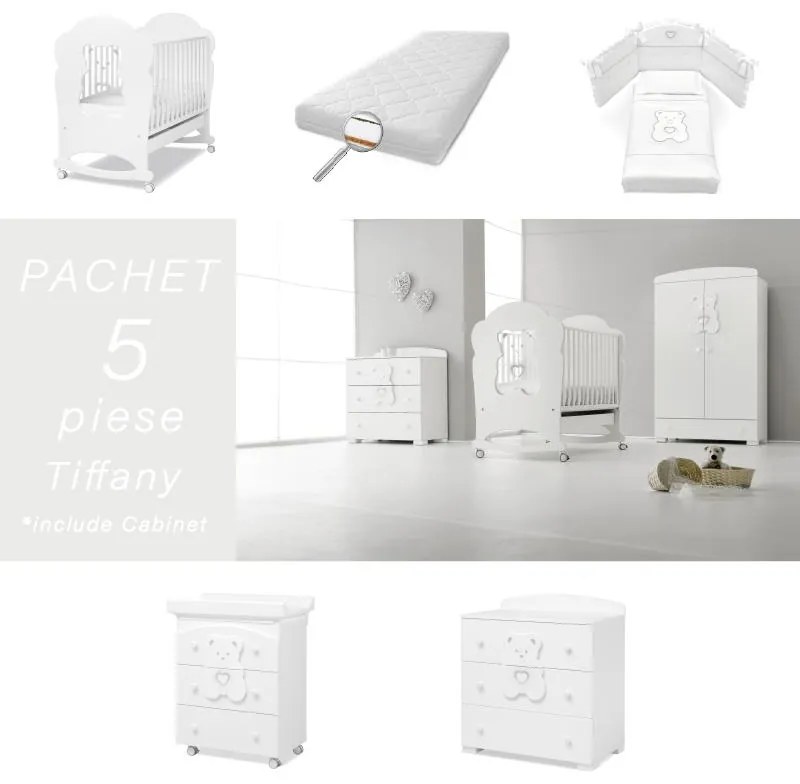 Pachet 5 piese Pat Saltea Set Textil Protectie Comoda Cabinet Tiffany