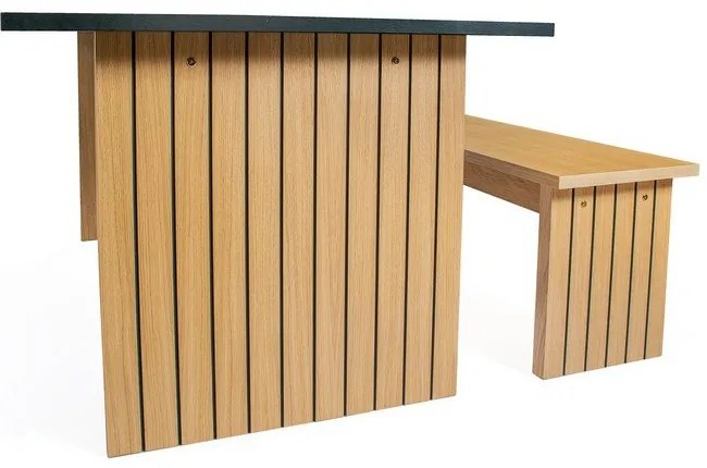 Masă de dining cu blat cu aspect de lemn de stejar 90x160 cm Stripe – Woodman