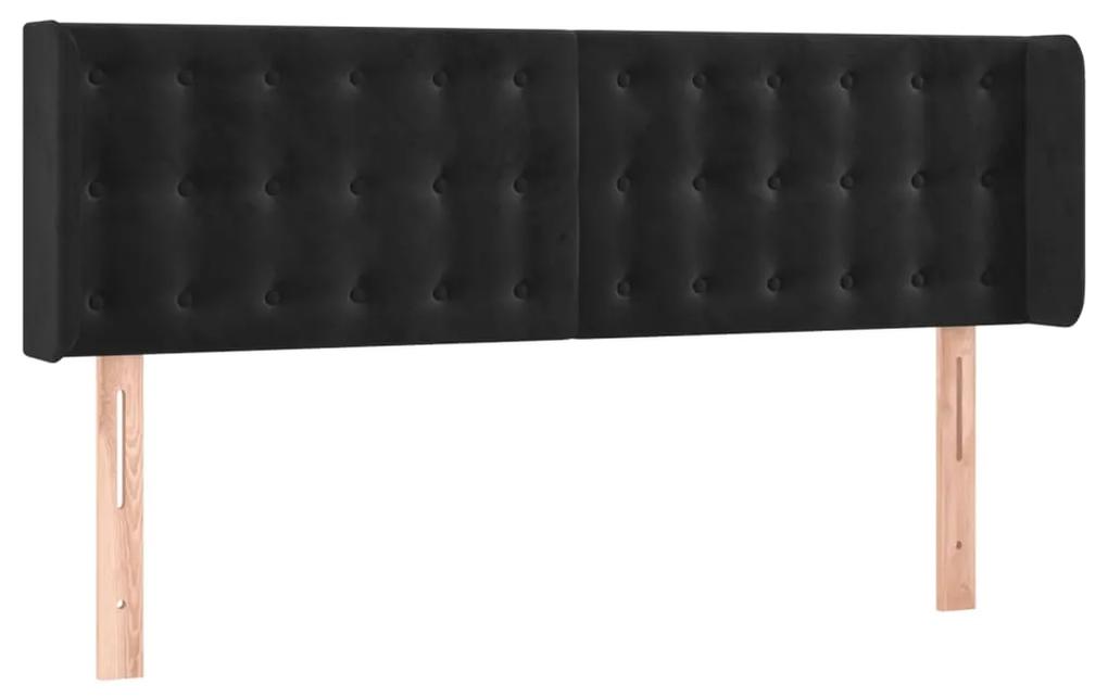 3119252 vidaXL Tăblie de pat cu aripioare negru 147x16x78/88 cm catifea