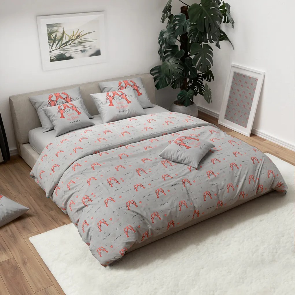 Lenjerie de pat din bumbac FRIENDS MY LOBSTER gri Dimensiune lenjerie de pat: 60 x 70 cm | 140 x 200 cm