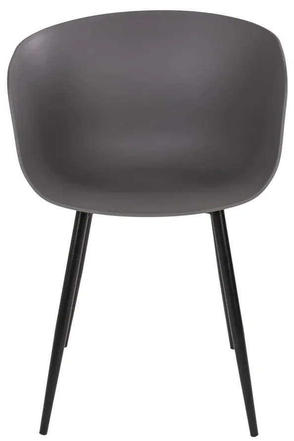 Scaun dining gri din piele cu picioare negre Roda