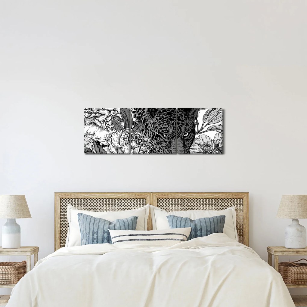 Tablou - Grădină exotică (cu ceas) (90x30 cm)