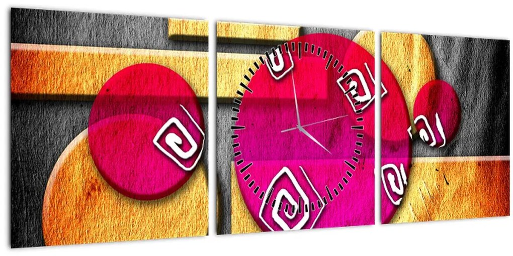 Tablou abstract cu simboluri istorice (cu ceas) (90x30 cm)