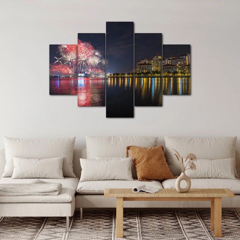 Tablou cu artificii in Singapur (150x105 cm)