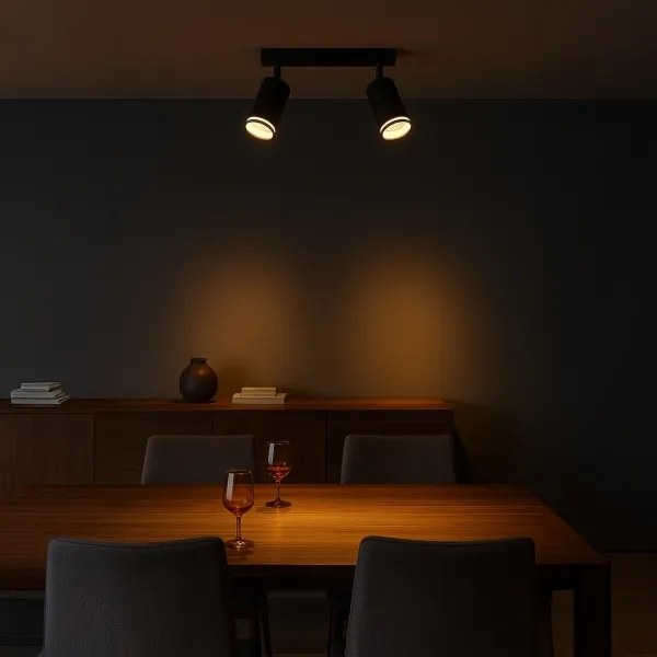 Lampă spot PIPE, 2x GU10/10W/230V, negru